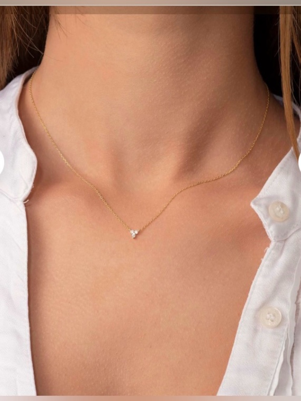 14k Gold Diamond Triangle Pendant Necklace